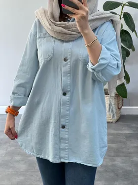 مانتو کتان دوجیب ساده قد 80