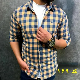 پیراهن چهارخانه ریز بدون جیب گلبه ای