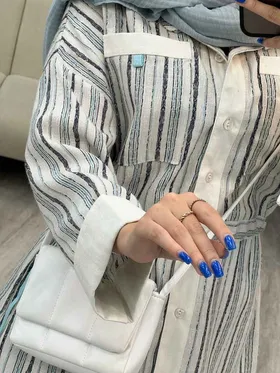 مانتو طرح دار کمر گت دو جیب