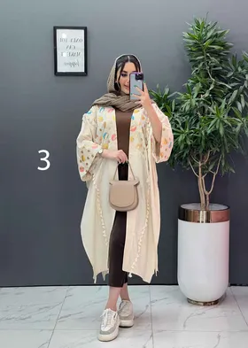 مانتو لینن نچرال بلند طرح دوزی