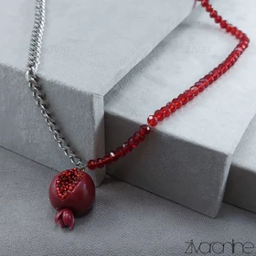 گردنبند کارتیر نقره ای با آویز انار 50074