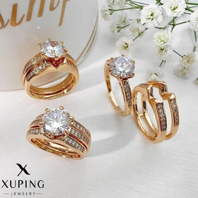 حلقه پشت حلقه سه لاین نگین‌دار مدل ژوپینگ Xuping