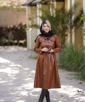 پالتو چرم بلند زنانه مدل رها کد 9680