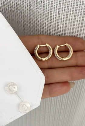 گوشواره حلقه‌ای ریز نگین‌دار ژوپینگ 691