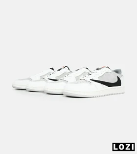 کفش کتانی مردانه سفید طوسی مشکی NIKE travis scott
