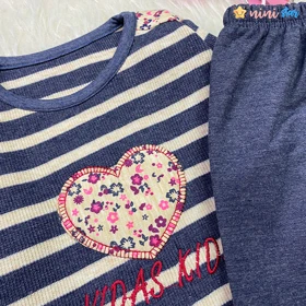 ست بلوز شلوار دخترانه مدل راه راه قلبی 1 تا 6 سال