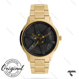 ساعت کرست مردانه 9016-5 صفحه مشکی بند طلایی Crest-11100-G
