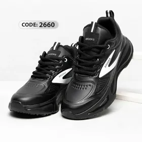کتانی BROOKS مشکی خط سفید زیره طبی 2660