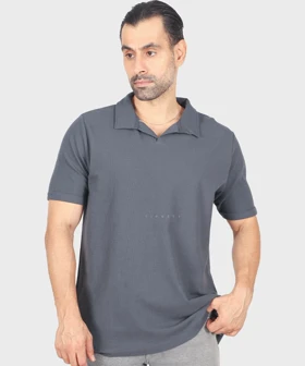 تیشرت یقه شکاری مردانه ساده 1741