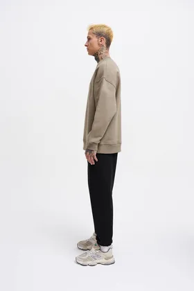سویشرت مردانه خاکی مورب پایه M3535