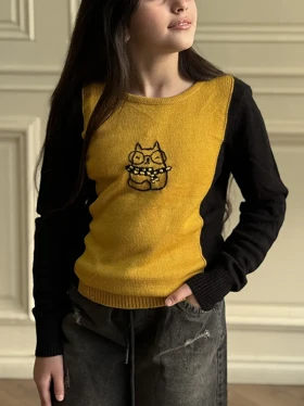 بلوز بافت طرح گربه