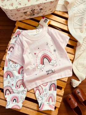 لباس بچه رنگین کمان صورتی