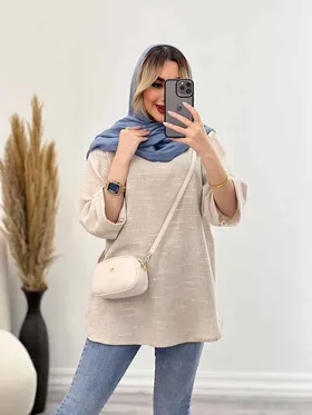 مانتو لینن نچرال یقه چاک