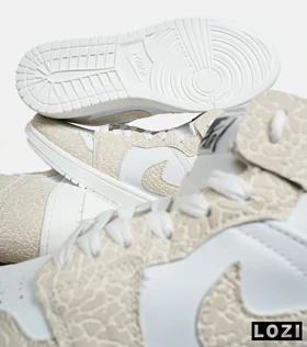 کفش کتانی ساق‌دار مردانه و زنانه سفید کرم NIKE jordan 1