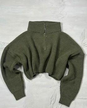 کراپ بافت نیم زیپ کد 150089 (سبز)