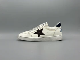 کتانی گلدن گوس بال استار چرم شیری قهوه سرمه ای/Golden Goose Ball star