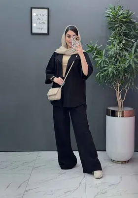 ست مانتو شلوار لینن تک جیب