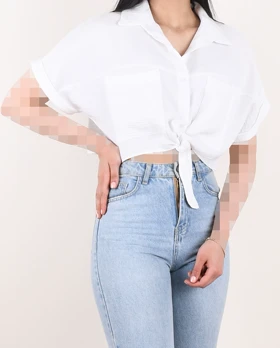 شومیز رنگی جلو گره‌ای