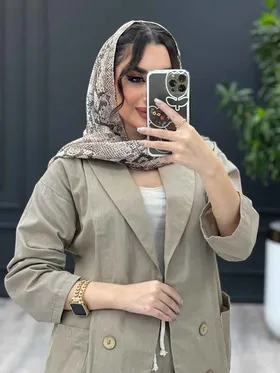 ست مانتو شلوار لینن چهار دکمه چوبی