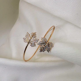 بنگل ژوپینگ مدل «افرا» | درخشش بلورین برگ‌های پاییزی روی مچ دست