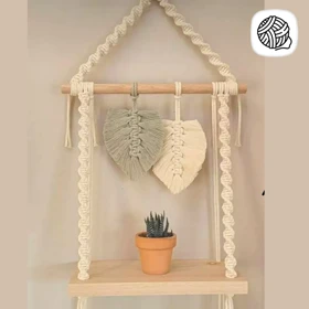 شلف دیواری مکرومه بافی مدل 2 برگ کد 01 (طول 40cm)