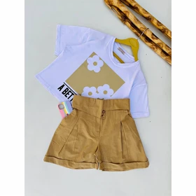 ست کراپ و شلوارک لینن