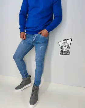 شلوار جین آبی زاپ‌دار