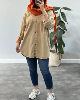 مانتو کتان دوجیب ساده قد 80