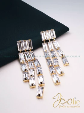 گوشواره زنانه کریستالی کد E1185 (سفید)