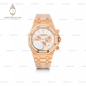 ساعت مچی اودمار پیگه کورنوگراف دور نگین رزگلد صفحه سفید Audemars Piguet