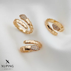 انگشتر ژوپینگ طرح مار طلایی نگین‌دار فری سایز