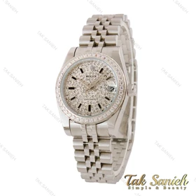 ساعت رولکس زنانه صفحه فول نگین نقره ای Rolex-4793-L