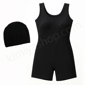 مایو پادار زنانه رنگ مشکی بغل گیپور با کلاه – پارچه ضد کلر، طراحی راحت و مقاوم فری سایز