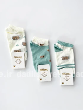 جوراب مچی نخ پنبه طرح خرس