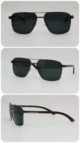 عینک آفتابی مردانه و زنانه کارتیرCartier T1081 ضد اشعه UV400 (فریم مشکی قهوه ای عدسی ها مشکی)
