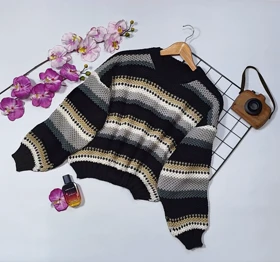 بلوز بافت راه راه درشت 40176