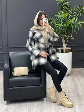 پالتو چهارخونه تک دکمه