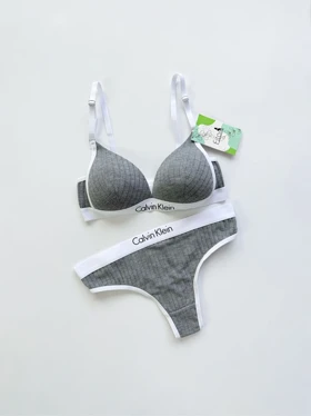ست شورت و سوتین دخترانه پوش آپ دار کبریتی نوشته کلوین کلاین Calvin klein فیتن Fitan
