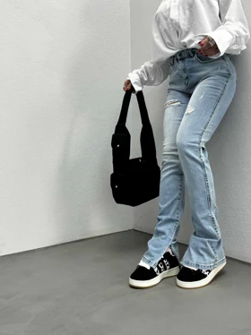 شلوار جین اسکینی بغل چاک