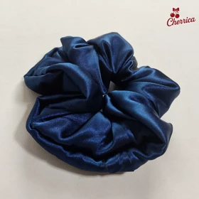 کش اسکرانچی ساتن سایز بزرگ سرمه ای کد 2