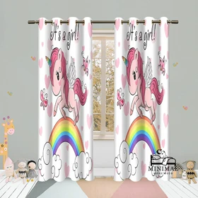 پرده کودک طرح اسب تک شاخ مدل W4926