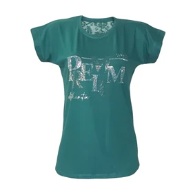 تیشرت زنانه ویسکوز نگین‌دار پشت گیپوری