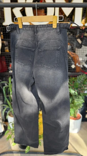 شلوار نیم بگ ذغالی کمردار