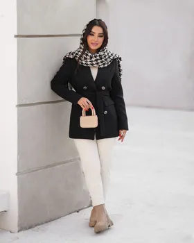 پالتو مدل فوتر 4دگمه کمربندی کد 750