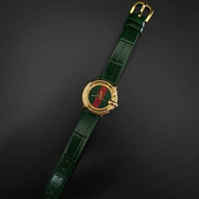 ساعت مچی زنانه گوچی Gucci با موتور کوارتز ژاپن و بند چرم (سبز)