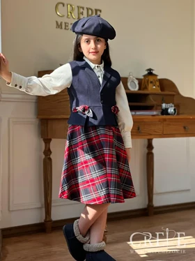 ست سه تیکه بلوز دامن جلیقه مدل پاییز