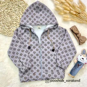 کاپشن کودک دخترانه طرح گل 1 تا 2 سال