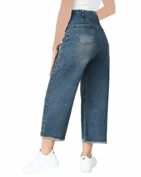 شلوار واید لگ پایین ریش سرمه ای