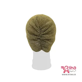 کلاه حجابی مجلسی مدل لمه طلایی (گره‌ای پلیسه‌دار)