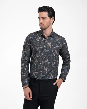 ام کی کالکشن پیراهن آستین بلند mk-22882-dark-green